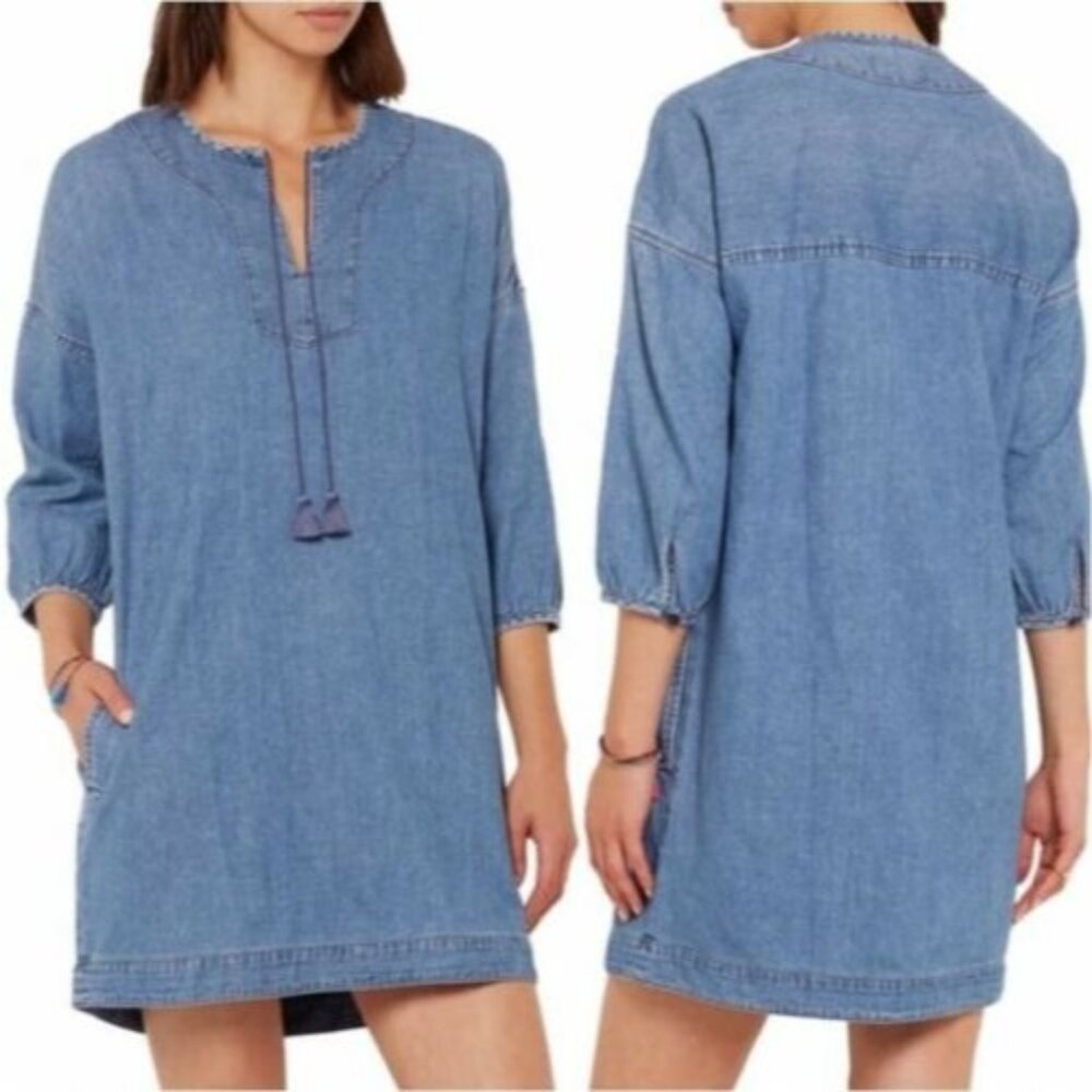 Madewell Dress Womens XS Shift Denim Artiste Mini Tunic Pockets Comfort Boho - Picture 2 of 9